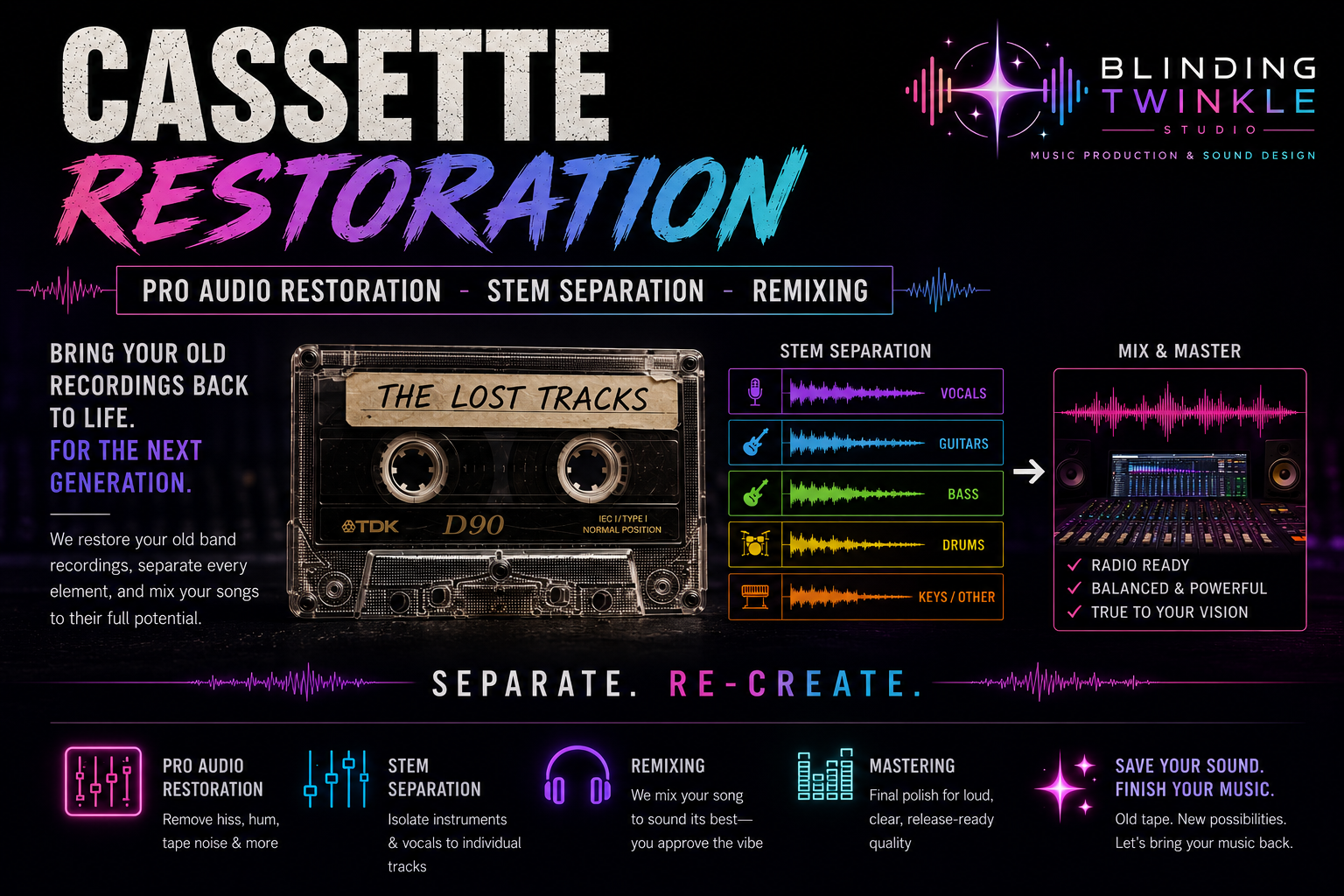 Cassette Restoration- Stem Separation & Mixing